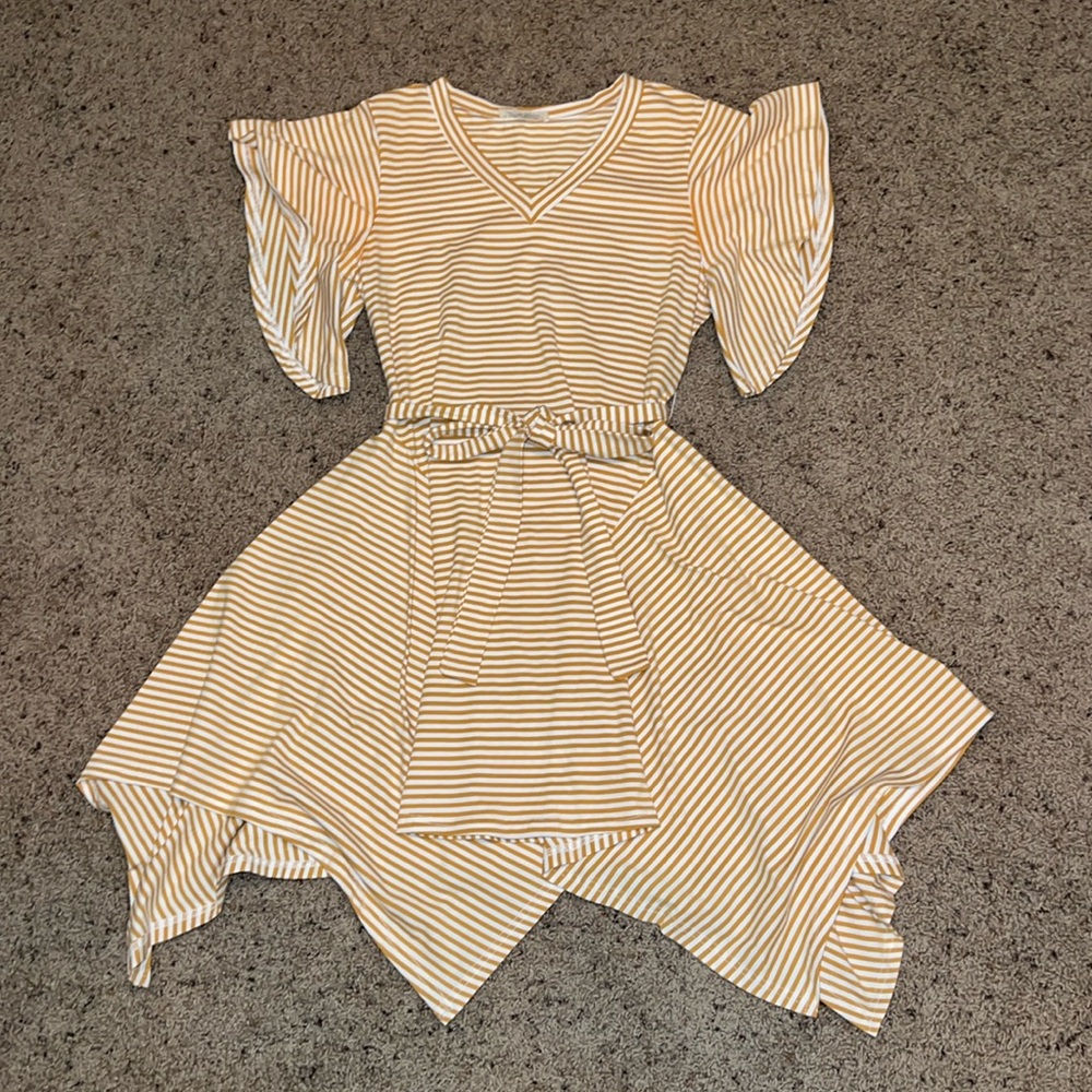 Yellow and white striped dress